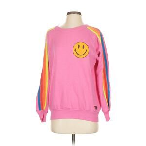 Aviator Nation RARE NEON Pink Limited Edition Smiley Sweatshirt Size Small